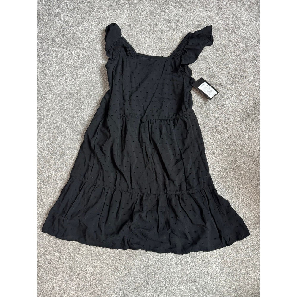 Art Class Girls Black Tiered Clip Dot Ruffle Dress Size M 7/8 NWT